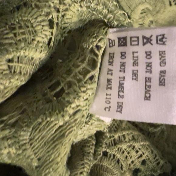 A 346 Nancy Lime Green Glam Romance Lace Blouse Statement Ruffle Sleeve NWT L - Picture 3 of 5
